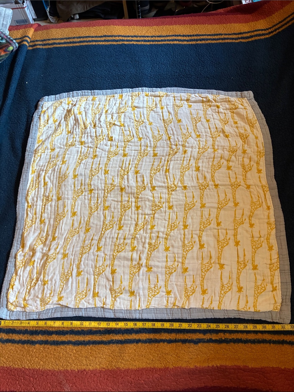 Milkbarn Yellow Giraffe Print Baby Muslin blanket